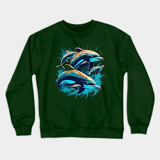 Sea Symphony Grunge Dolphins Crewneck Sweatshirt